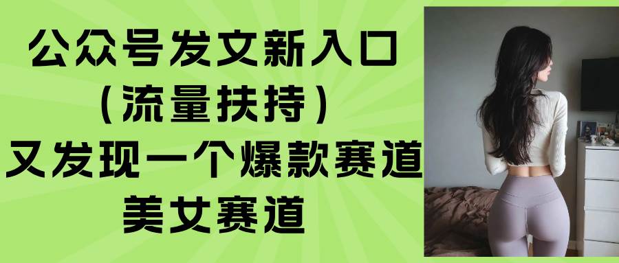 （15781期）公众号发文新入口（流量扶持），又发现一个爆款赛道：美女赛道-网创副业教程
