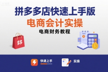 拼多多店快速上手版电商会计实操-电商财务教程-网创副业教程