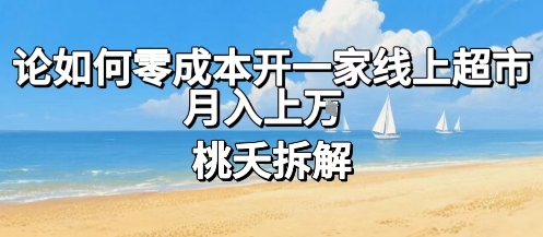 论如何零成本开一家线上超市，月入上W-网创副业教程