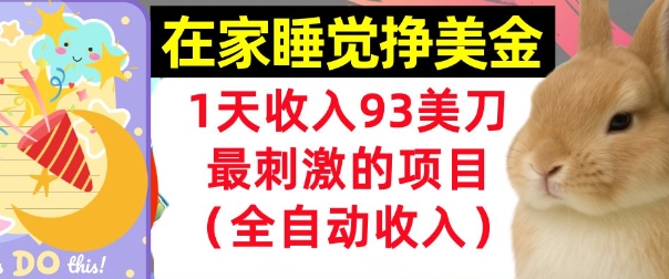 在家挣美金，1天收入93刀，最刺激的项目，0门槛，自动收入(首次公开)-网创副业教程