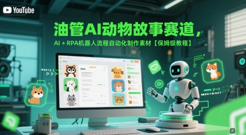 油管AI动物故事赛道，AI+RPA机器人流程自动化制作素材【保姆级教程】-网创副业教程