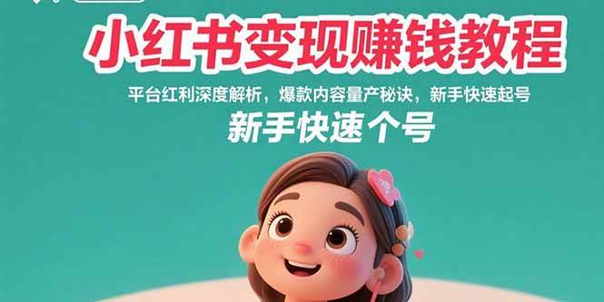 （15559期）小红书变现赚钱教程：平台红利深度解析，爆款内容量产秘诀，新手快速起号-网创副业教程
