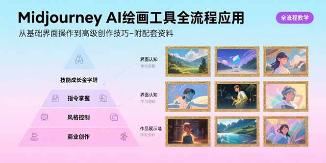 （15628期）Midjourney AI绘画工具全流程应用，从基础界面操作到高级创作-附配套资料-网创副业教程