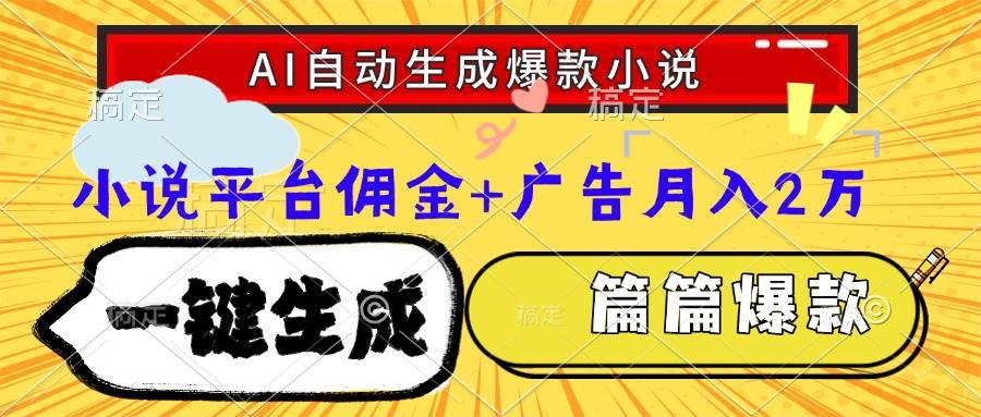 （15051期）Ai自动生成网文爆款小说，一件生成小说大纲、故事情节，每篇都是爆款，…-网创副业教程