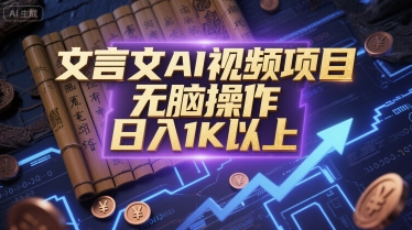 文言文AI视频项目，无脑操作，日入1K以上-网创副业教程