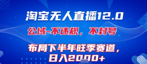 淘宝无人直播12.0，不封号，不违规，布局下半年旺季赛道，日入1k+(独家技术)【揭秘】-网创副业教程