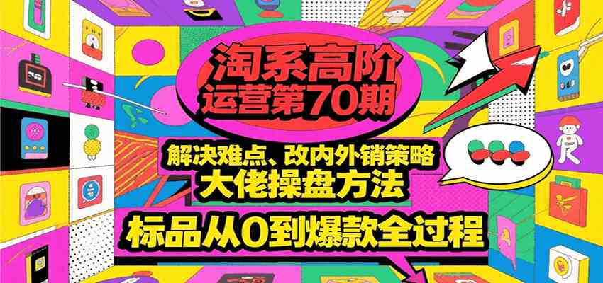 淘系高阶运营第70期，解决难点、改内外销策略，大佬操盘方法，标品从0到爆款全过程-网创副业教程