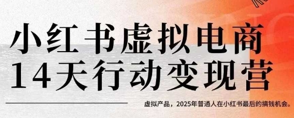 小红书虚拟电商14天变现训练营，虚拟产品，2025年普通人在小红书最后的搞钱机会-网创副业教程