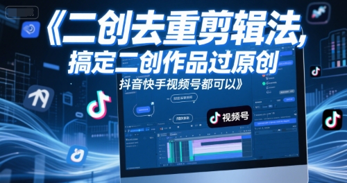 短视频二创去重剪辑法，搞定二创作品过原创，抖音快手视频号都可以-网创副业教程