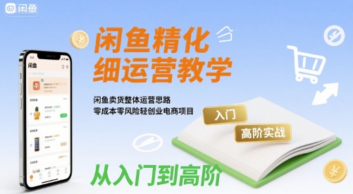 闲鱼精细化运营入门+高阶实战教学，闲鱼卖货整体运营思路，零成本零风险轻创业电商项目-网创副业教程