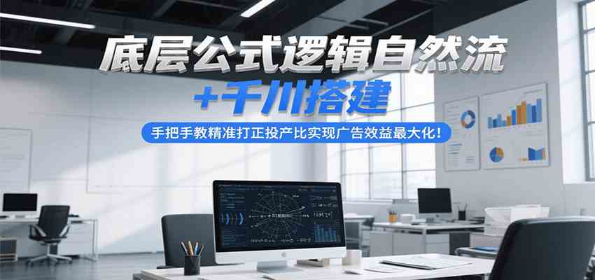 底层公式逻辑自然流+千川搭建，手把手教精准打正投产比实现广告效益最大化！-网创副业教程