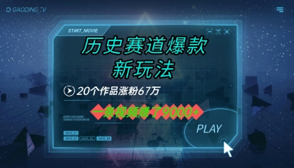 20个作品涨粉67W，一条视频收益1k+，历史赛道爆款新玩法-网创副业教程