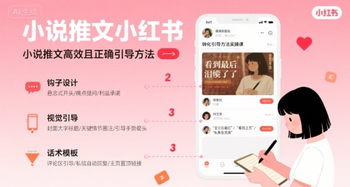 小说推文小红书高转化引导方法实操课，小说推文高效且正确引导方法-网创副业教程