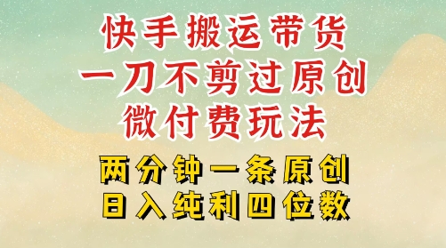 快手黑科技搬运带货，一刀不剪过原创，微付费投流玩法，轻松日入四位数，深层揭秘玩法-网创副业教程