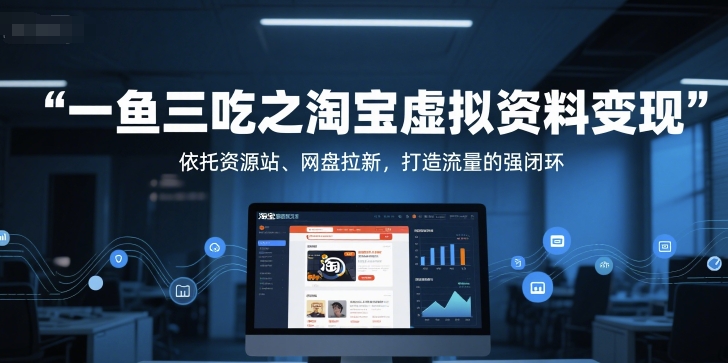 一鱼三吃之淘宝虚拟资料变现，依托资源站、网盘拉新，打造流量的强闭环-网创副业教程