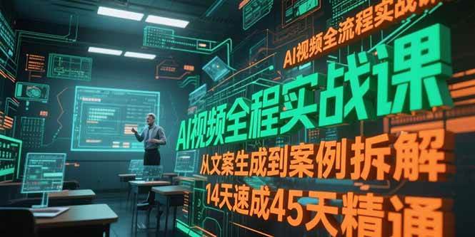 （15172期）AI视频全流程实战课，从文案生成到案例拆解，14天速成45天精通-网创副业教程