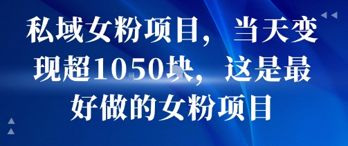 私域女粉项目，当天变现超1k，这是最好做的女粉项目，可放大操作-网创副业教程