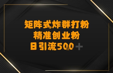 矩阵炸群打粉，日引流500+精准创业粉-网创副业教程