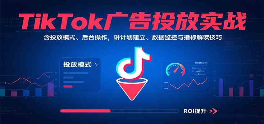 TikTok广告投放实战，含投放模式、后台操作，讲计划建立、数据监控与指标解读技巧-网创副业教程