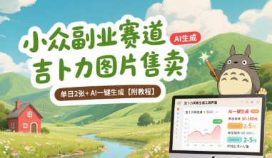 小众副业赛道 吉卜力图片售卖 单日2张+ AI一键生成【附教程】-网创副业教程