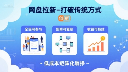 网盘拉新-打破传统方式，低成本矩阵化躺挣，全民可参与、矩阵可复制、收益可持续【揭秘】-网创副业教程