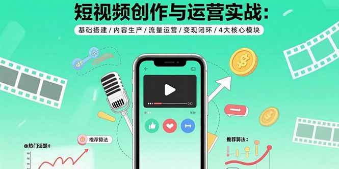 图片[1]-（15819期）短视频创作与运营实战：基础搭建/内容生产/流量运营/变现闭环/4大核心模块-网创副业教程