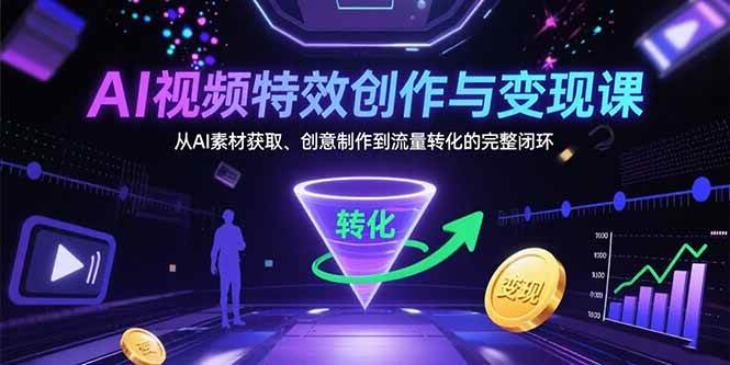 图片[1]-（15587期）AI视频特效创作与变现课：从AI素材获取、创意制作到流量转化的完整闭环-网创副业教程