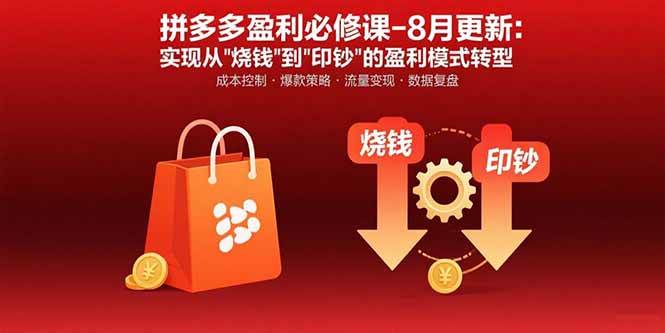 图片[1]-（15771期）拼多多盈利必修课-8月更新：突破运营瓶颈 实现从烧钱到印钞的盈利模式转型-网创副业教程