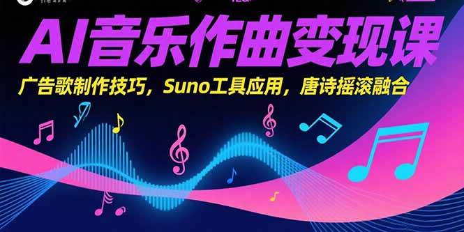 图片[1]-（15370期）AI音乐作曲变现课，广告歌制作技巧，Suno工具应用，唐诗摇滚融合-网创副业教程
