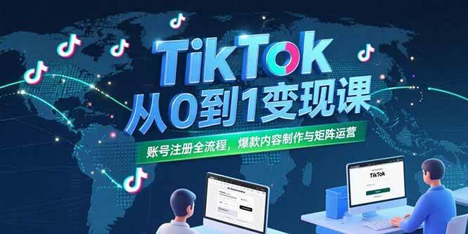图片[1]-（15346期）TikTok从0到1变现课，账号注册全流程，爆款内容制作与矩阵运营-网创副业教程