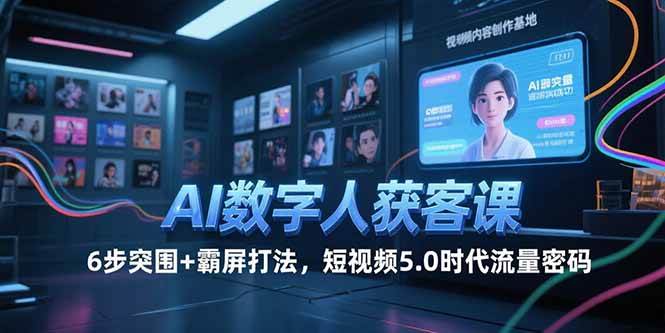 图片[1]-（15247期）AI数字人获客课，6步突围+霸屏打法，短视频5.0时代流量密码-网创副业教程