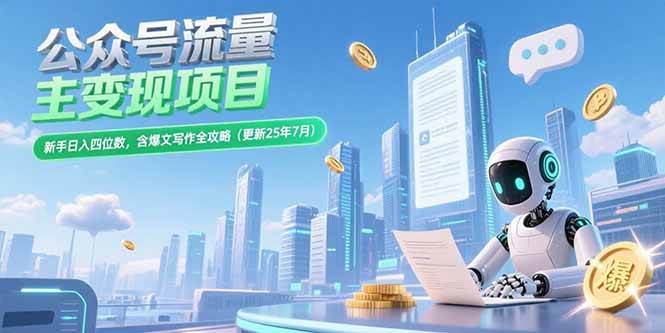 图片[1]-（15412期）公众号流量主变现项目，新手日入四位数，含爆文写作全攻略(更新25年7月)-网创副业教程