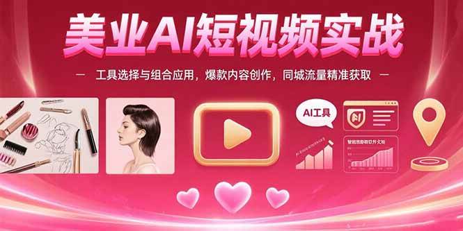 图片[1]-（15535期）美业AI短视频实战：工具选择与组合应用，爆款内容创作，同城流量精准获取-网创副业教程