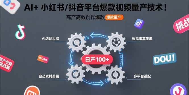 图片[1]-（15624期）AI+小红书/抖音平台爆款视频量产技术：高产高效创作爆款视频！-网创副业教程