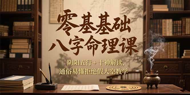 图片[1]-（15283期）零基础八字命理课，阴阳五行+十神解读，通俗易懂拒绝假大空教学-网创副业教程