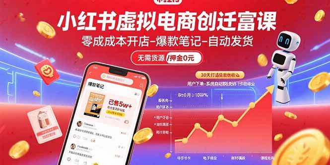图片[1]-（15749期）小红书虚拟电商创富课：零成本开店/爆款笔记/自动发货,30天打造被动收入-网创副业教程