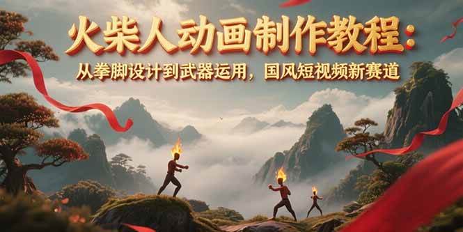 图片[1]-（15171期）火柴人动画制作教程：从拳脚设计到武器运用，国风短视频新赛道-网创副业教程