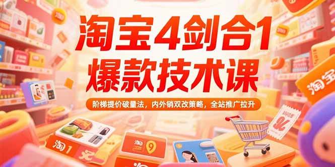 图片[1]-（15415期）淘宝4剑合1爆款技术课，阶梯提价破量法，内外销双改策略，全站推广拉升-网创副业教程