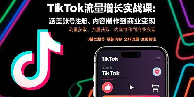 图片[1]-（15791期）TikTok流量增长实战课：涵盖账号注册、流量获取、内容制作到商业变现-网创副业教程