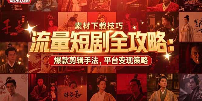 图片[1]-（15431期）流量短剧全攻略：素材下载技巧，爆款剪辑手法，平台变现策略-网创副业教程